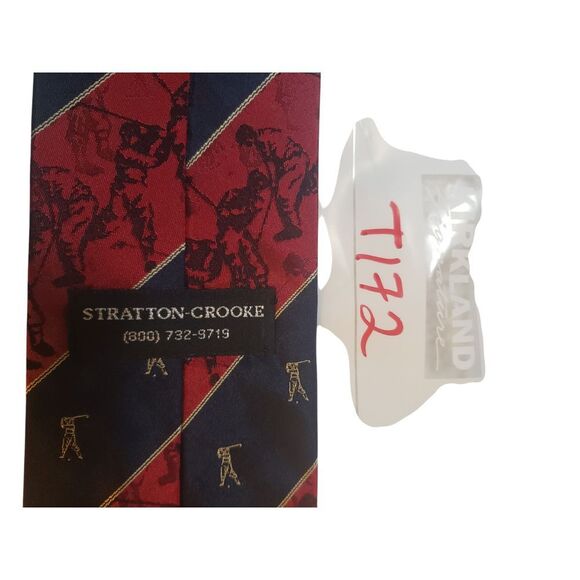 Stratton-Crooke Mens Tie Necktie Designer Luxury Red Blue Striped Golf Player - Picture 12 of 12